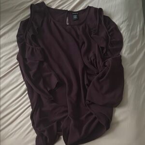 Torrid Brown Ruffled Long Sleeve Blouse